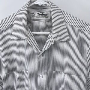 Vintage Wearguard Men's Work Shirt  Short Sleeve Button-Up White Gray Larger